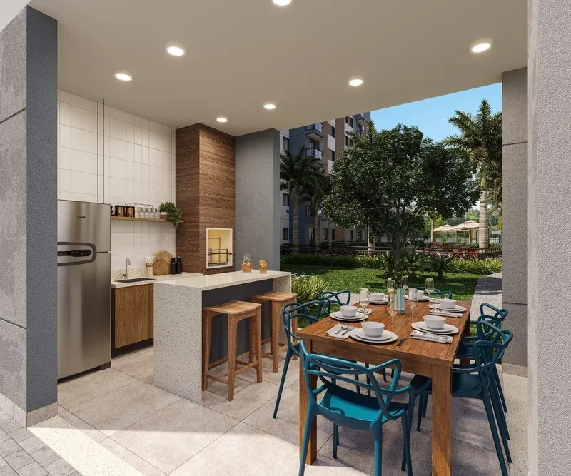 Área de churrasqueira e espaço gourmet