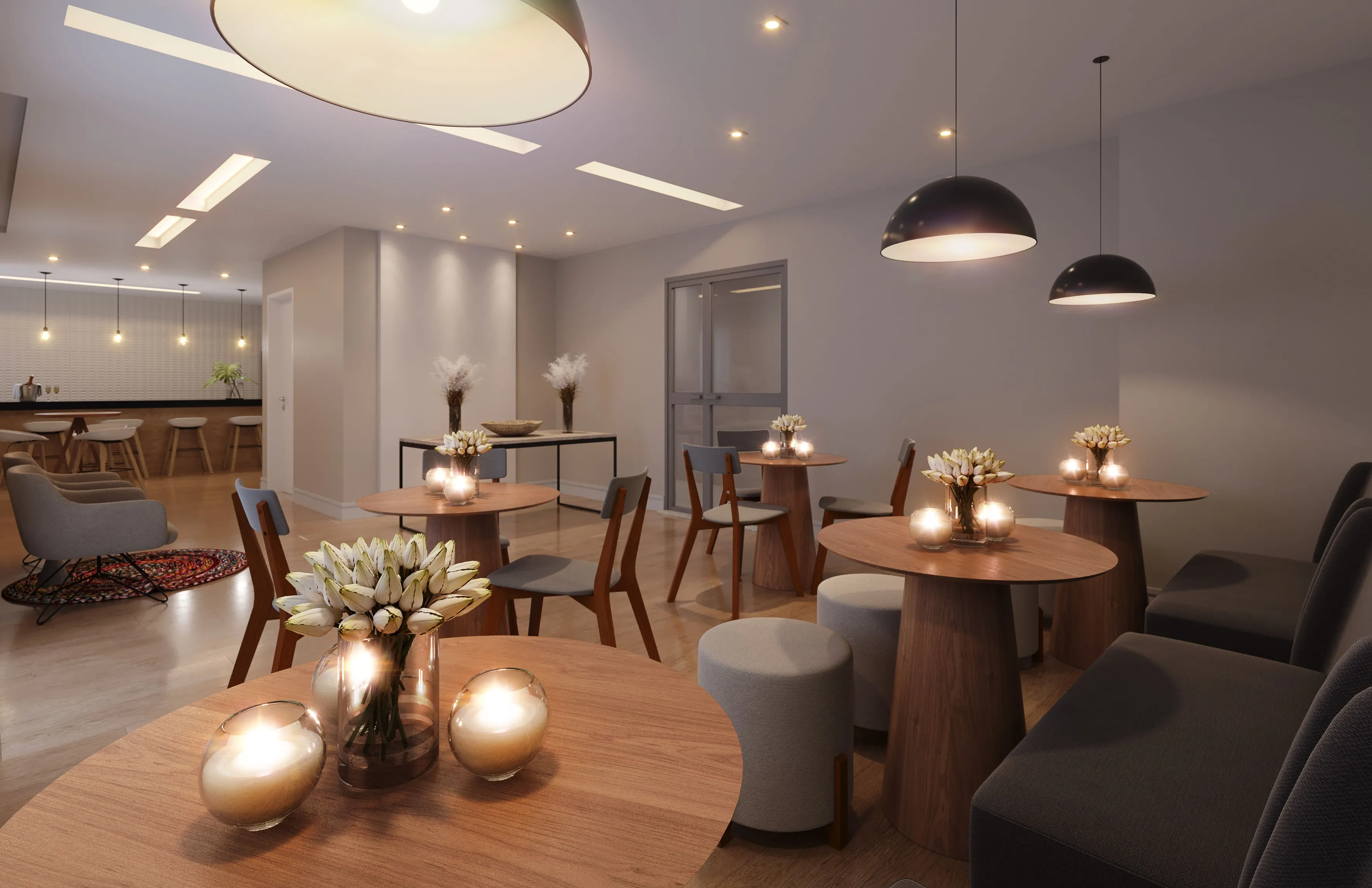 Salão de festas amplo e elegante